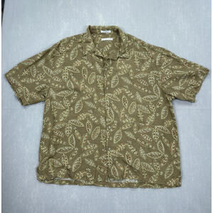 Geoffrey Beene Men’s XXL Short Sleeve Button Up Shirt Linen/Rayon Lightweight